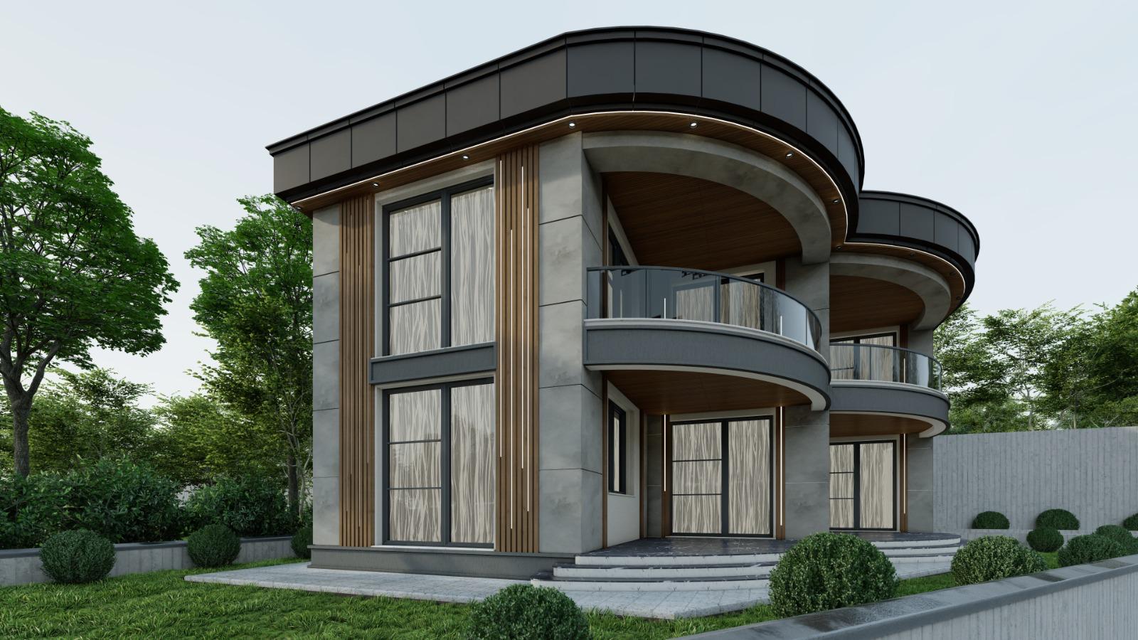 Kavisli Hatlara Sahip Modern Villa